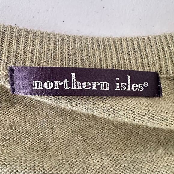 Northern Isles Sweater Silk Cashmere Crew Neck Pullover Long Sleeve Green XXL - Picture 4 of 7